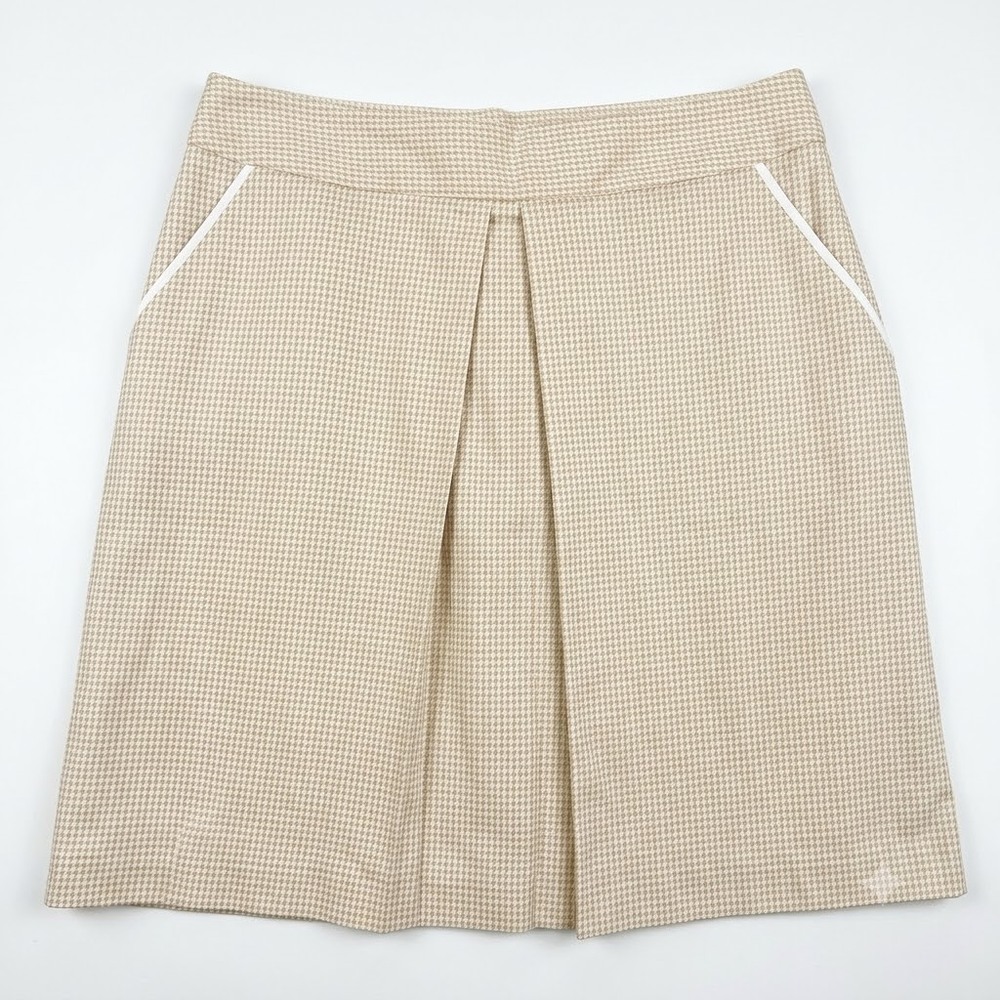 Peter Millar Kick Pleat Golf Skort Tan White Houndstooth Lined Active Womens 4